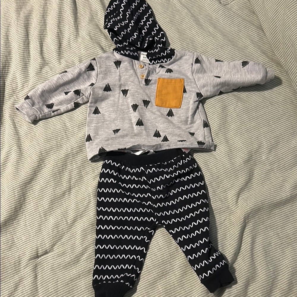 Petit Lem Gray and Black Kids Matching Set